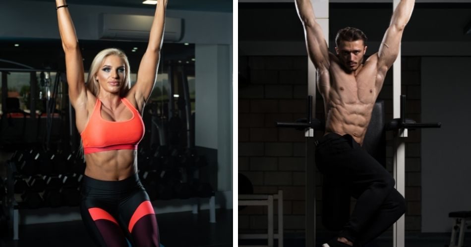 Hanging leg raises to hit core muscles especially rectus and transverse abdominis